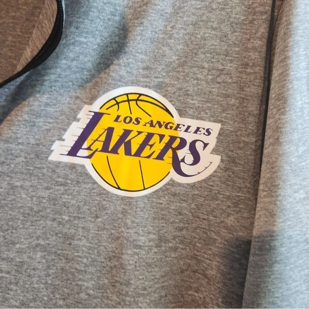 NBA Los Angeles LA Lakers‎ Ultra Game Quarter 1/4 Zip Pullover Grey Mens Small